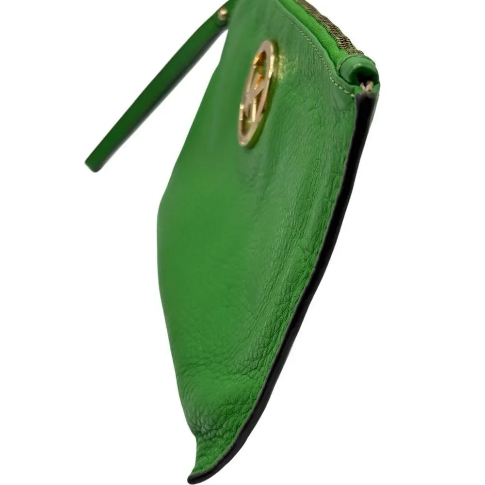 Michael Kors Fulton Pebbled Leather‎ Wristlet Green
